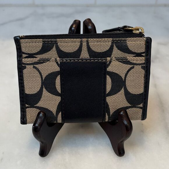 Coach  North South Leather Striped Cardholder Keychain - Picture 4 of 15